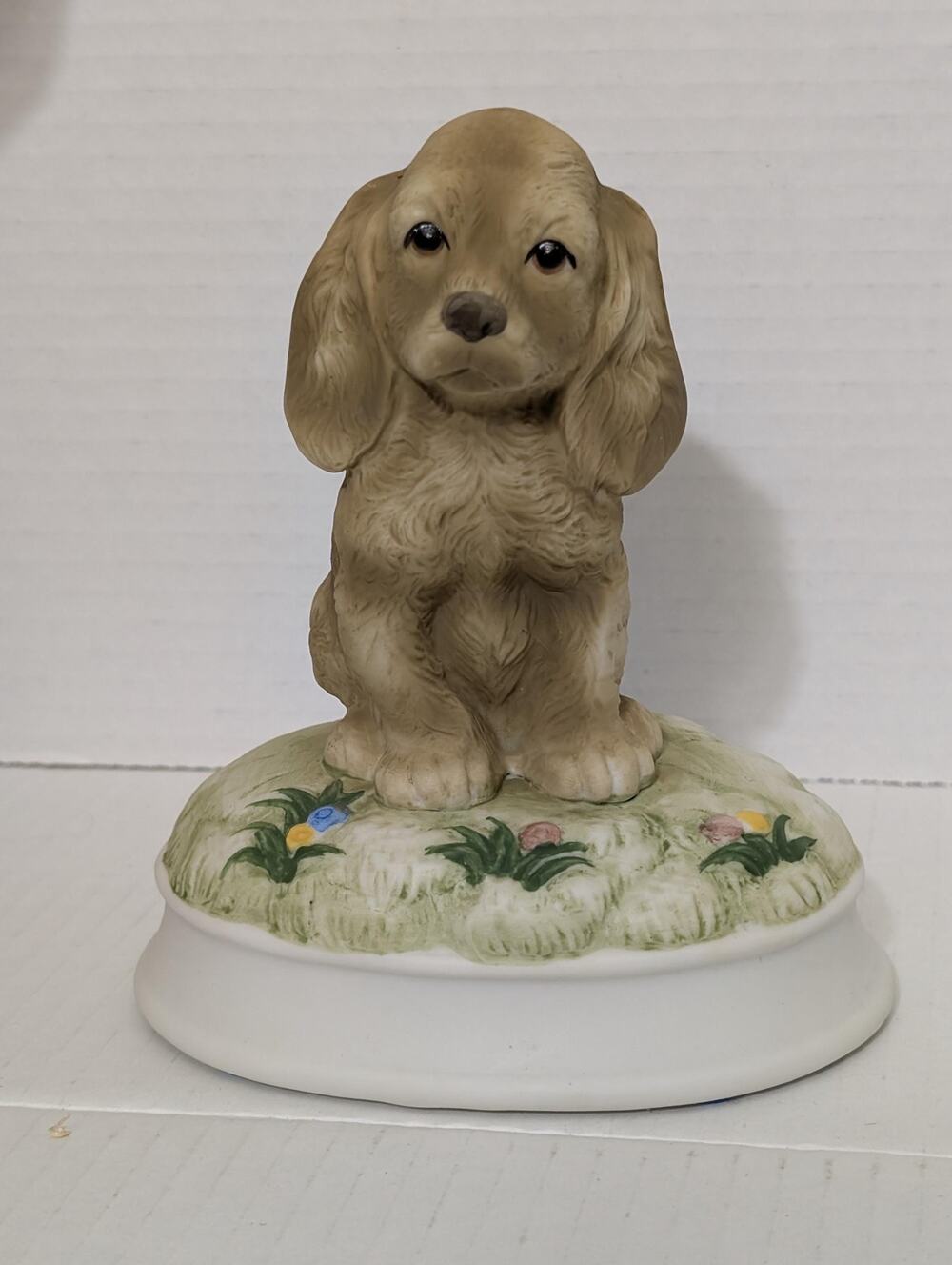 Vintage Gorham Cocker Spaniel Puppy Porcelain Music Box Japan